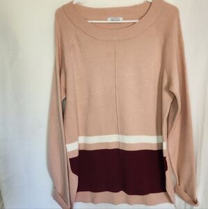 Women's Pink and Burgundy Sweater, Liz Claiborne Size M